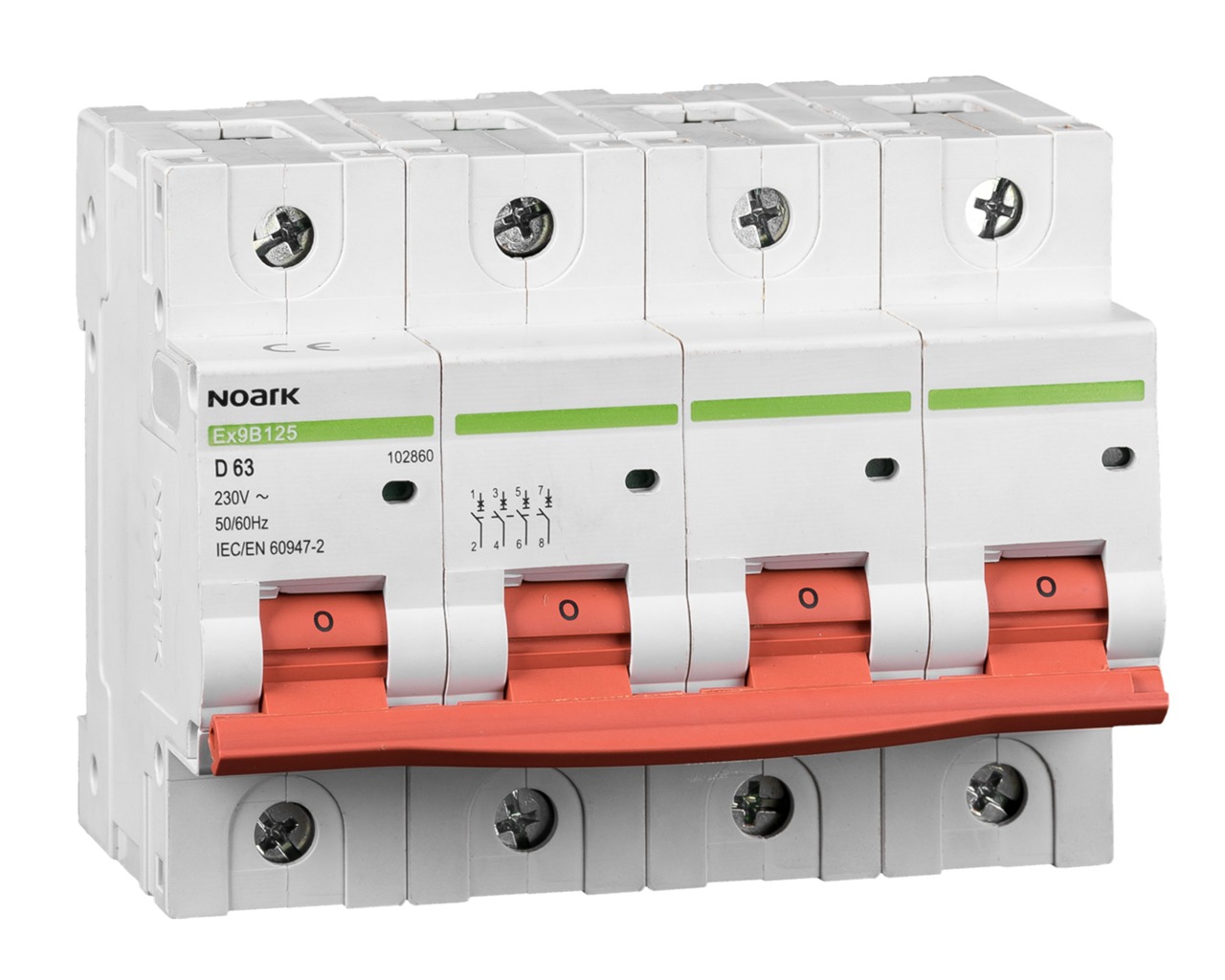 Interruptor automático 4P 20A 25kA Curva D , Norma 947-2 - CHINT - 07043420CH