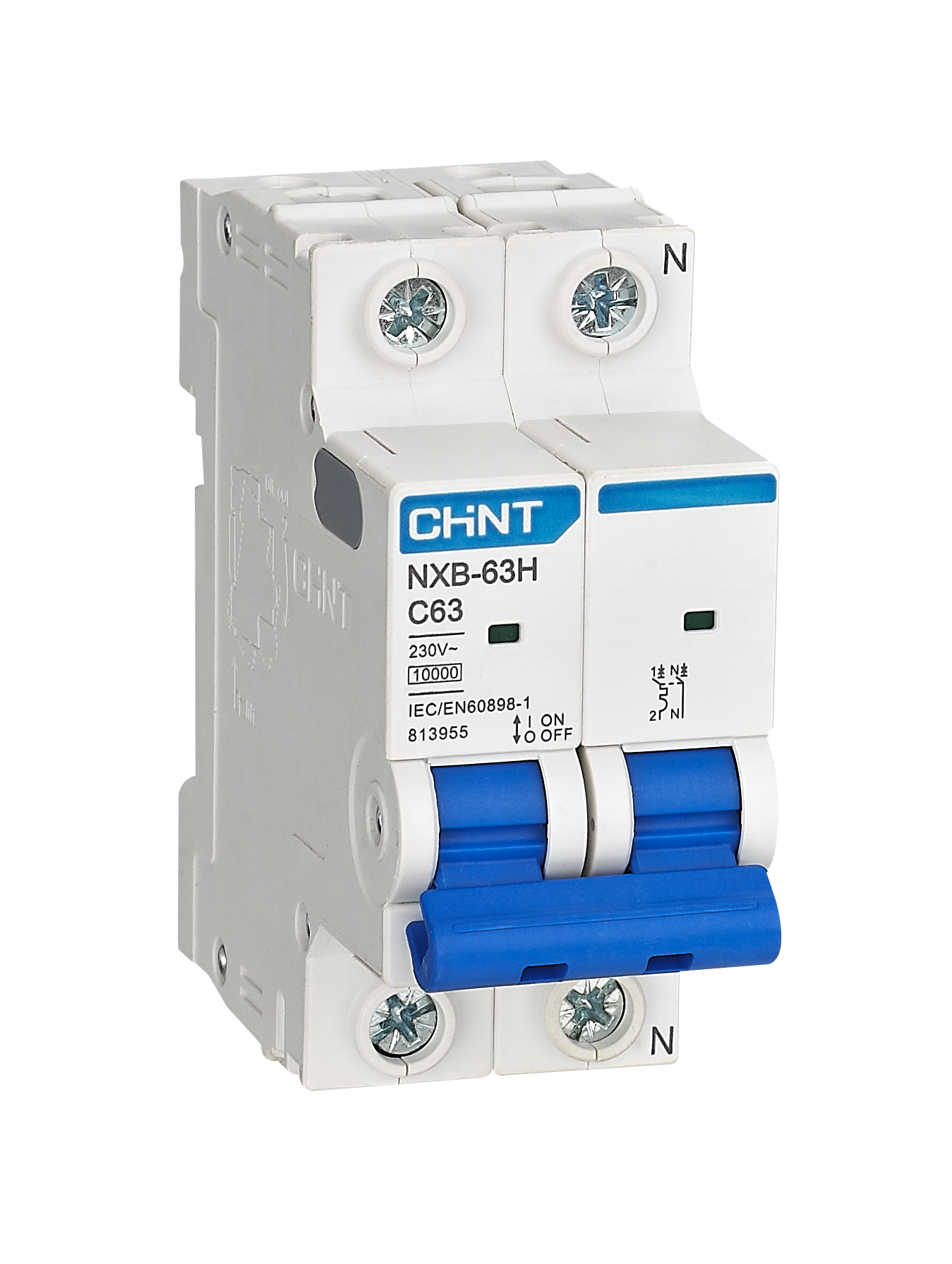 Interruptor NXB-63H 2Px16A 10kA curva D CHINT - 07033216CH