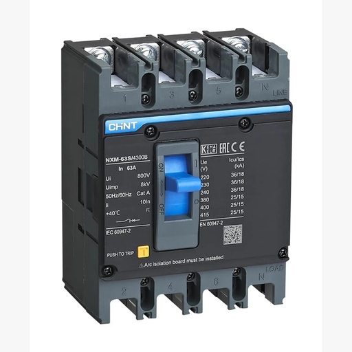 [07212410080CH] Interruptor MCCB fijo NXM-125E 4Px80A 15kA - CHINT - 07212410080CH