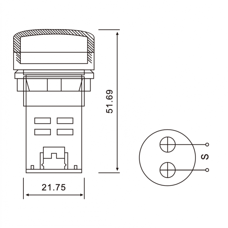 Luz Piloto LED Voltimetro y Amperímetro 22mm