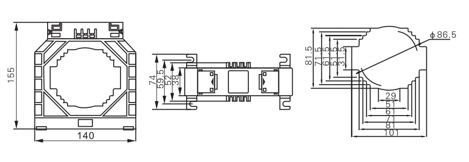 1500A:5A CP-140/100 Cl.0.5 Transformador 5A Nucleo Solido ASCT HEYI