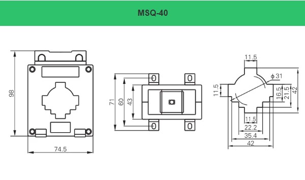 500A:5A MSQ40 Clase 0.2S Transformador 5A Nucleo Solido ASCT HEYI