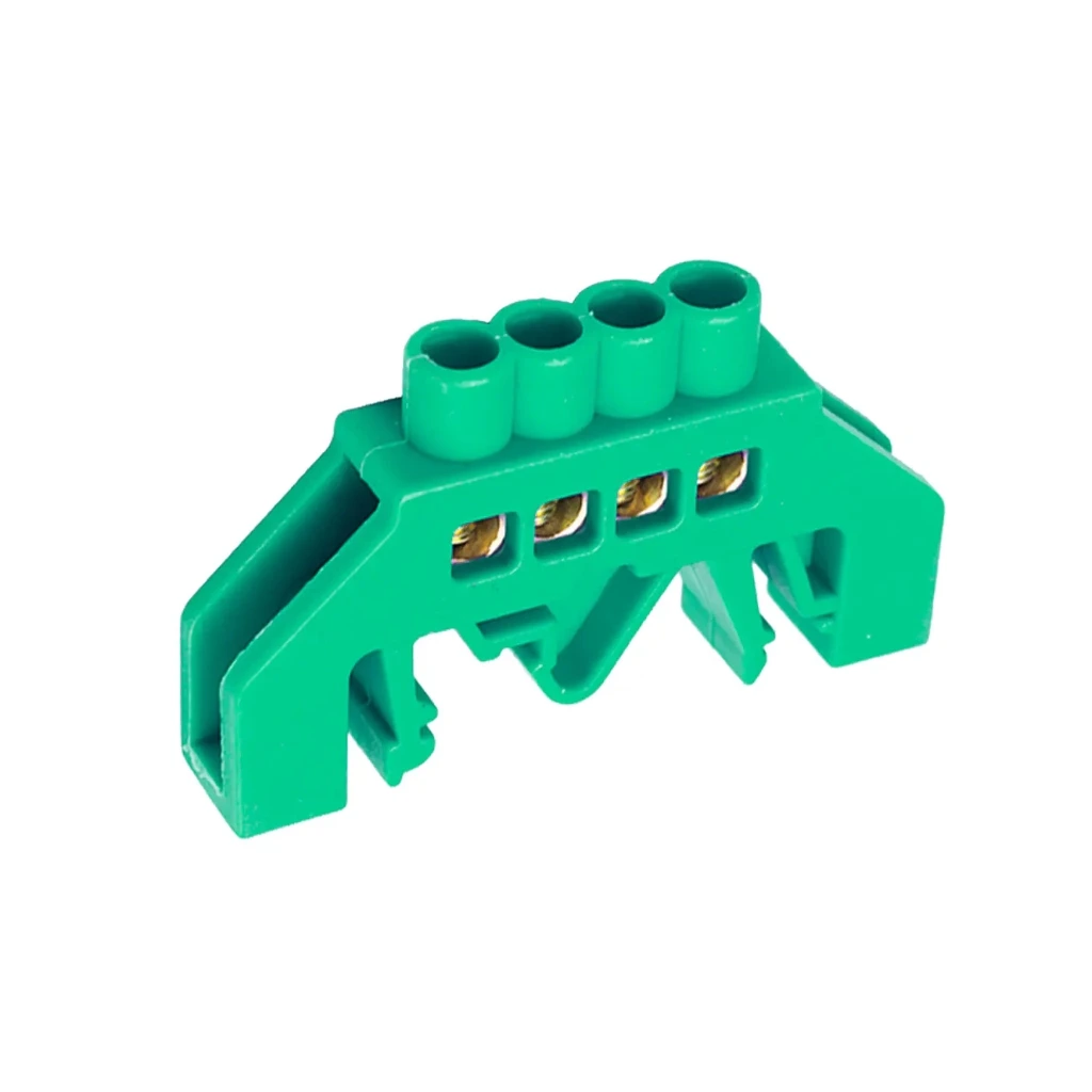 [CKE-S03-0609-4P-Green] Barra Tierra verde 4 Polos P/Riel - Cirkon Electric