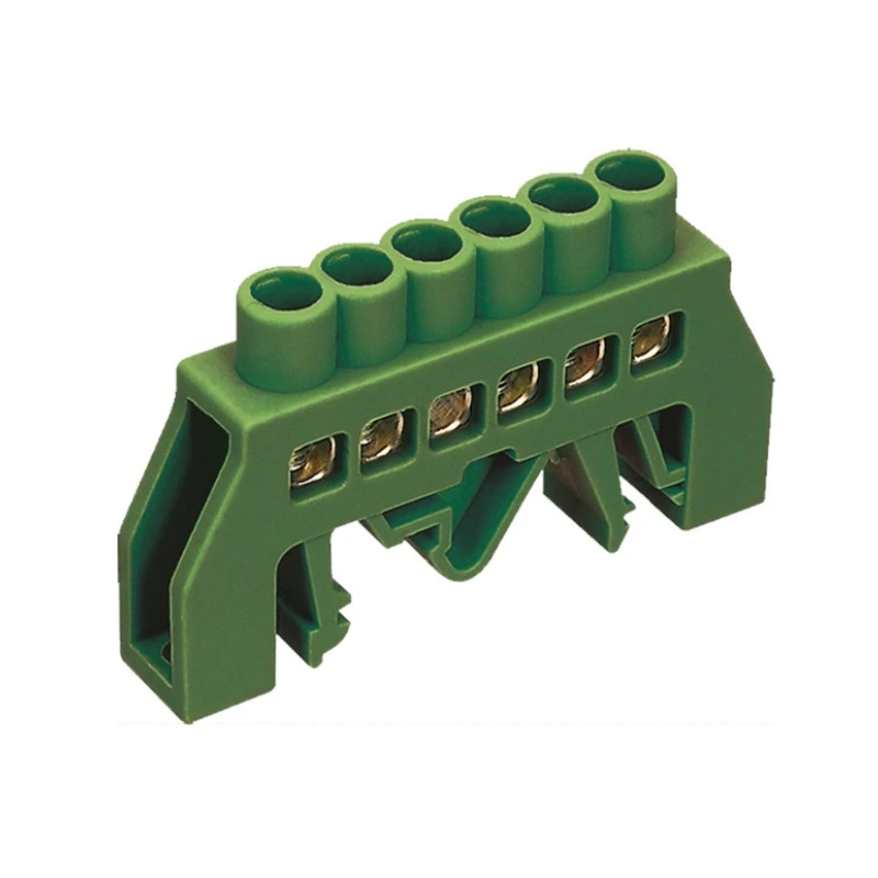 [CKE-S03-0609-6P-Green] Barra Tierra verde 6 Polos P/Riel - Cirkon Electric