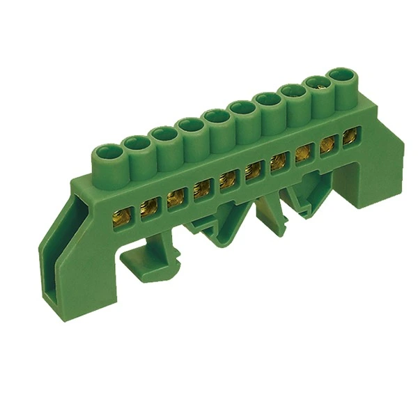 [CKE-S03-0609-10P-Green] Barra Tierra/ verde 10 Polos P/Riel - Cirkon Electric