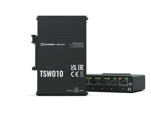 Switch Teltonika TSW010 DIN Rail 5 Puertos Fast Ethernet 10/100 PoE Negro Teltonika