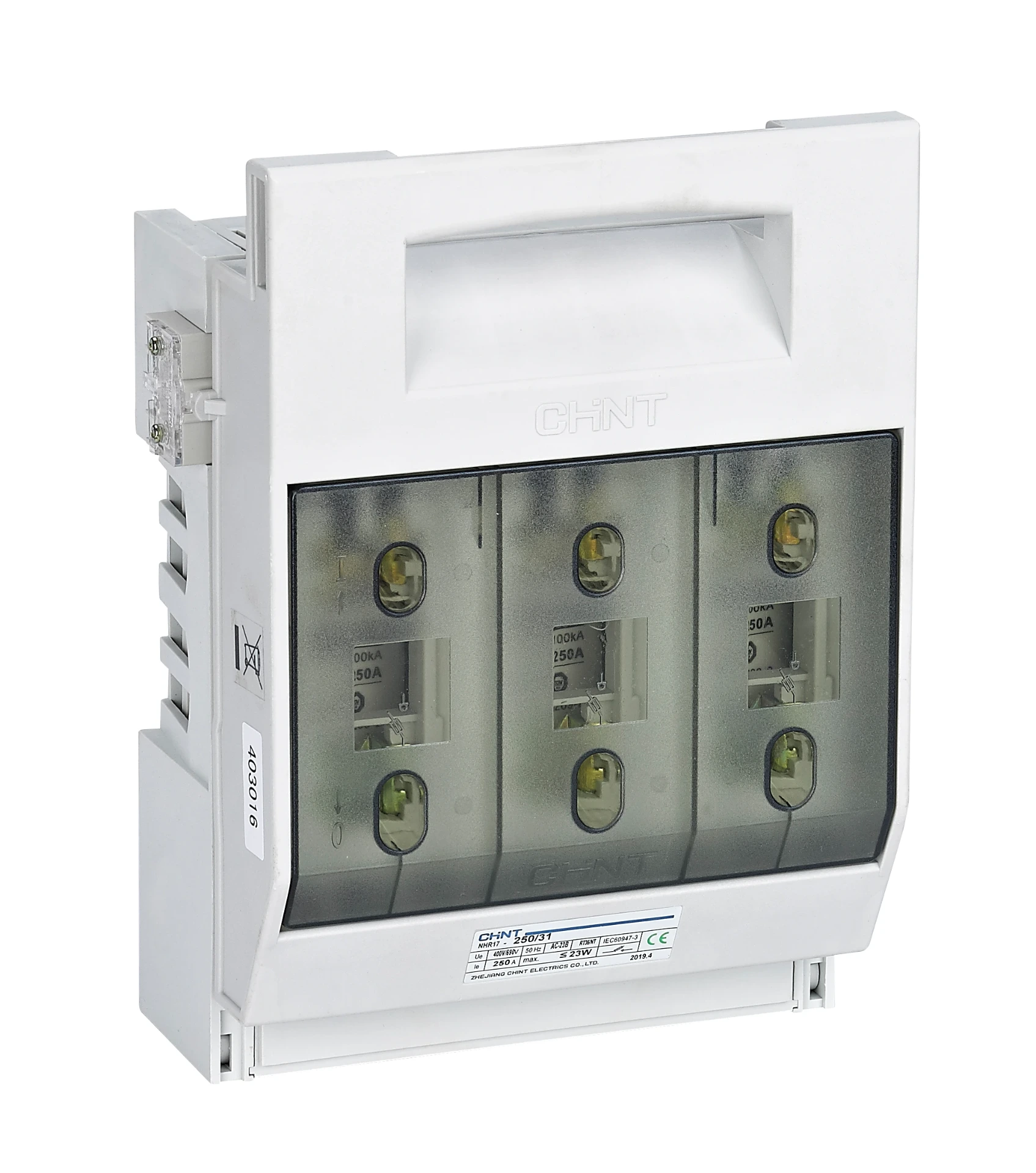 [19020310CH] Seccionador portafusible NH00 3P 160A NHR17 con fusible 100A - Chint
