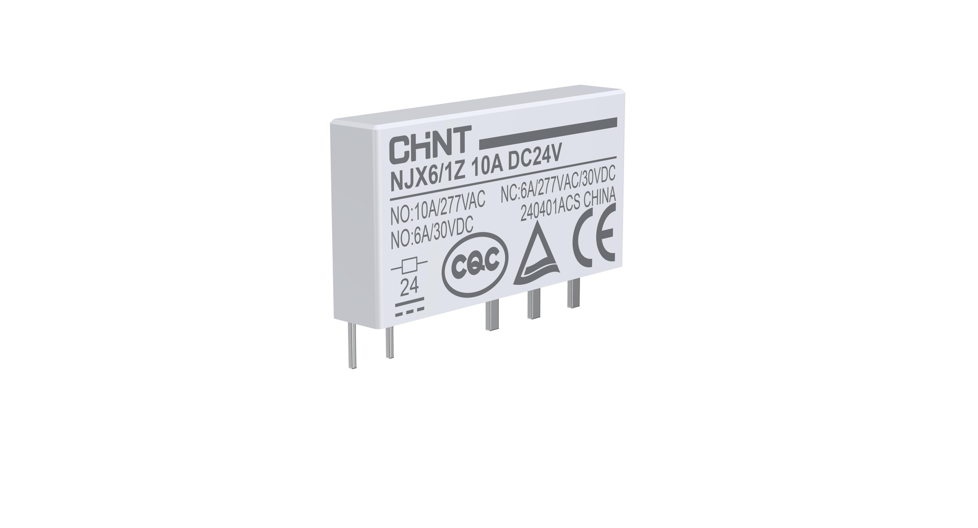 Mini Relé Interfaz 1NA 1NC 6A Control 24VDC NJX6/1Z - CHINT - 053706024CH