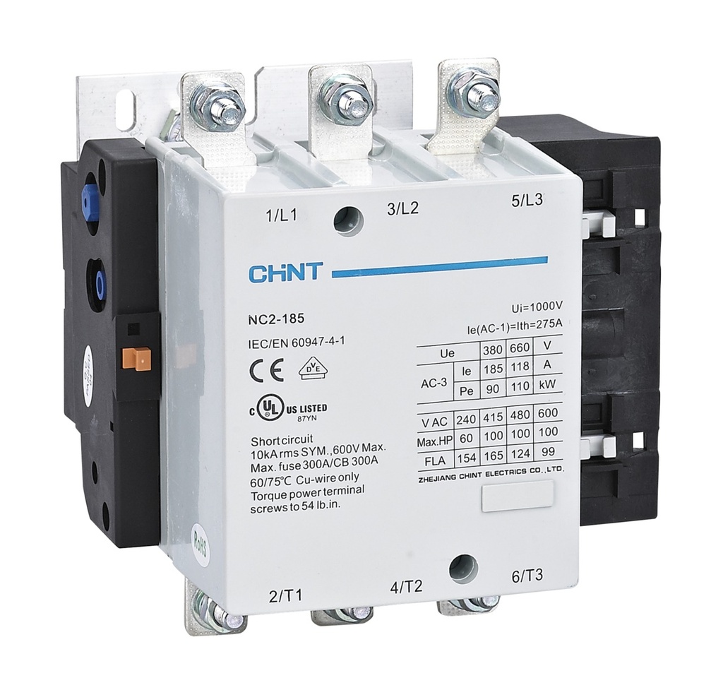 Contactor NC2, 185A 4P, 90KW control 220 Vac - Chint - 03011859011CH