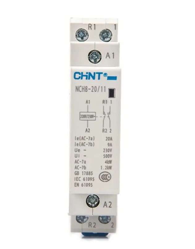 Contactor modular 230Vac 20A, 4KW AC1, 1NA+1NC - Chint - 03010006840CH
