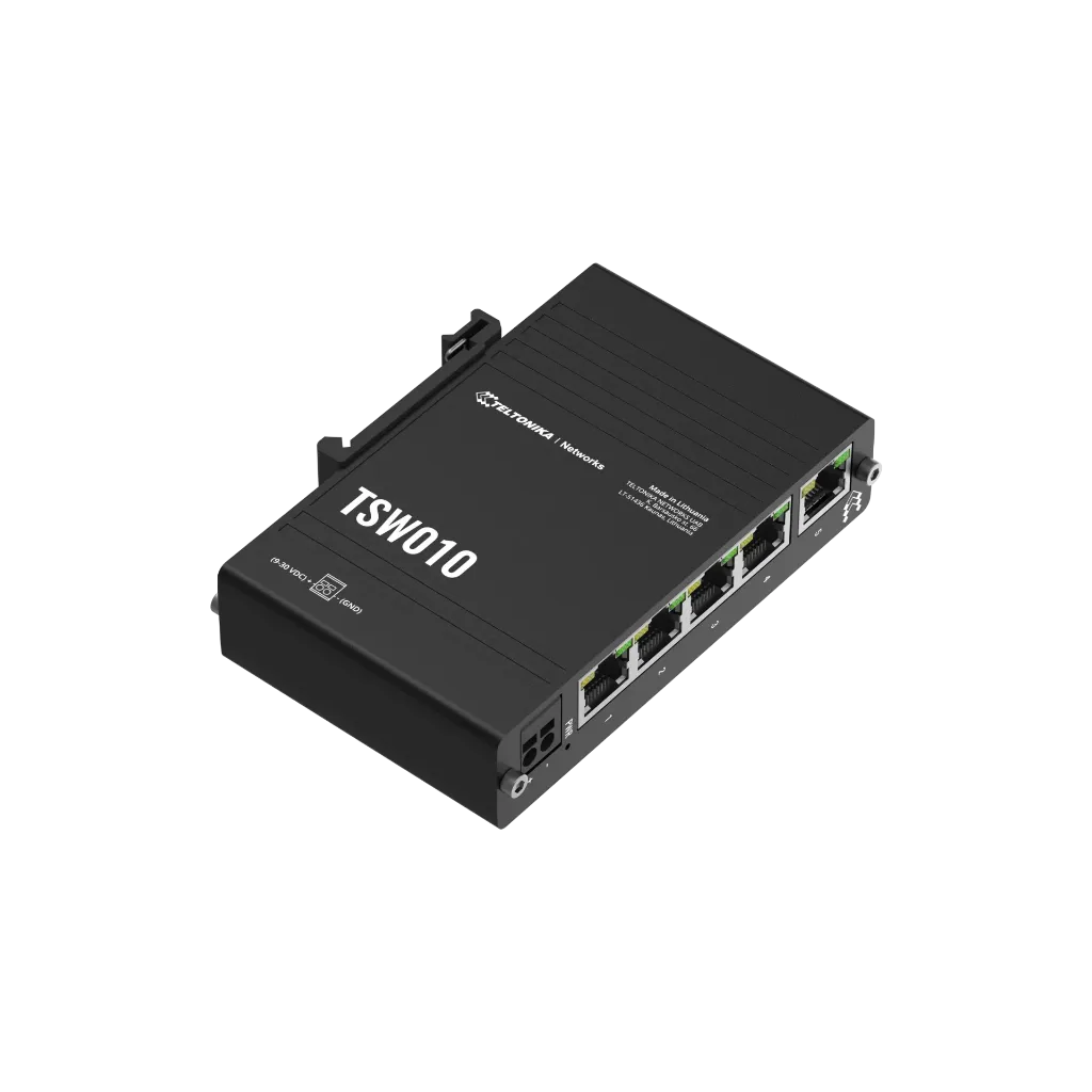 [TSW010] TSW010 Switch DIN Rail 5 Puertos Fast Ethernet 10/100 PoE Negro - Teltonika