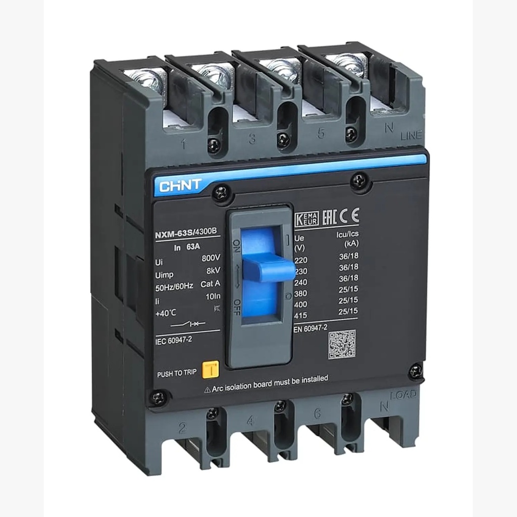 [07212420040CH] Interruptor MCCB fijo NXM-63S 4Px40A 25kA - Chint - 07212420040CH