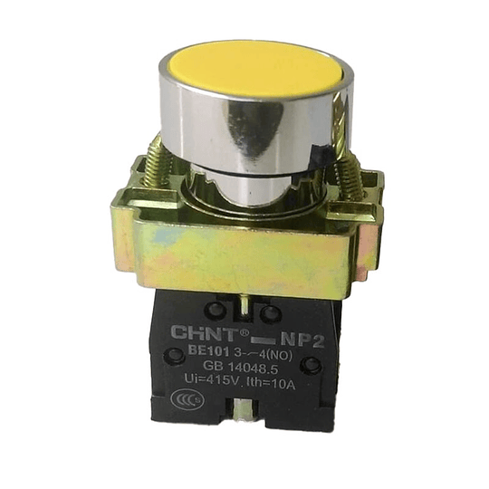[2506103CH574370] Pulsador Amarillo, metálico, 1NA+1NC, IP40, NP2 - Chint - 2506103CH