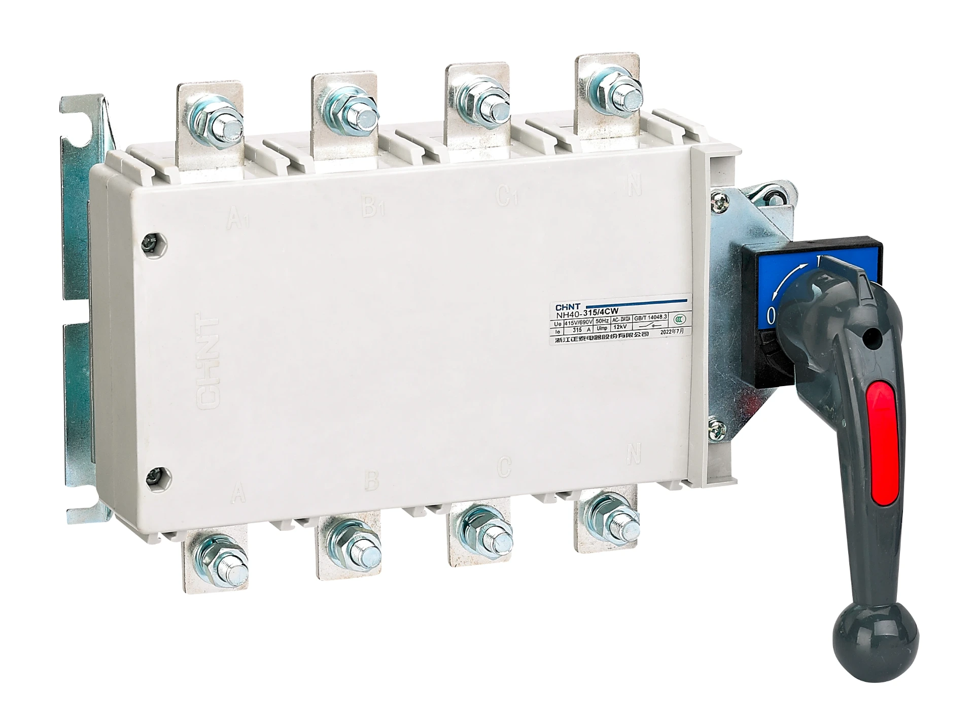 [1704430400CH] Conmut.Mod,Transf 1-0-2, 4P 400A, placa y mando a puerta - CHINT - 1704430400CH