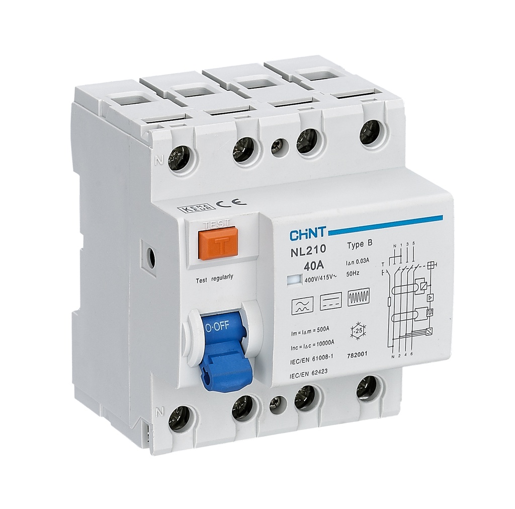Interruptor diferencial 4P, 25A 300mA , Tipo B, NL210 - Chint - 0702425300CH