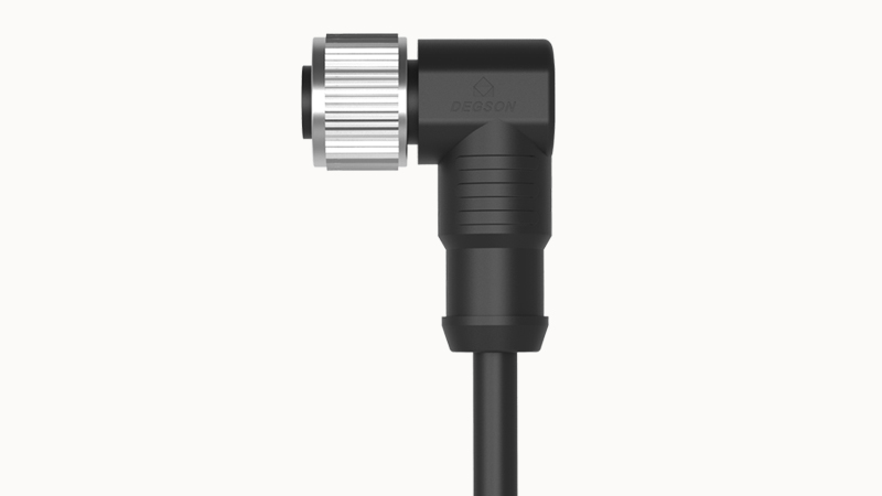 [PM-M12A-04P-FF-SR8B02] Conector Hembra angulo M12, 4 pines, 2mts - Degson