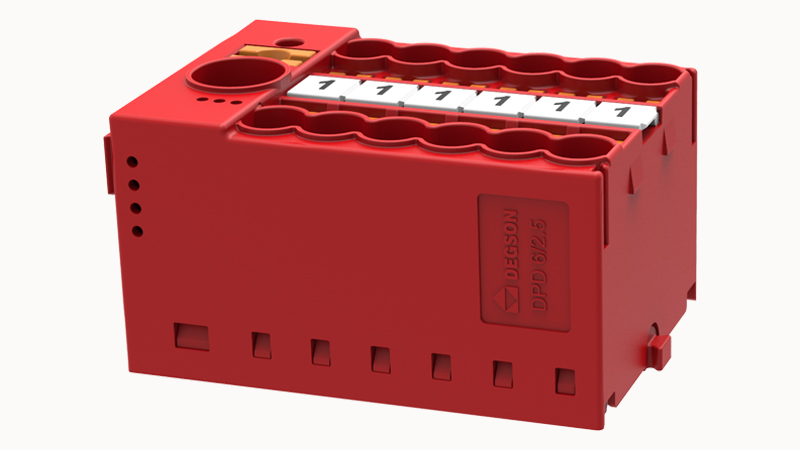 Repartidor Push in 12 Polos 2.5mm Rojo Riel din - Degson