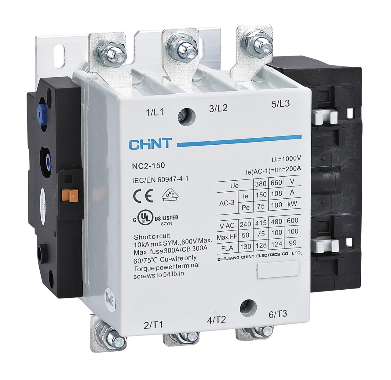Contactor NC2, 150A 4P, 75KW, control 220 Vac - Chint - 03011509011CH