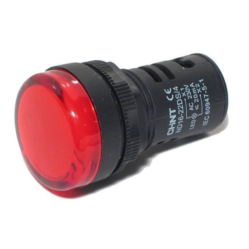 Luz Piloto LED Rojo 22mm 220VAC ND16-22DS/4 - Chint - 2502026CH