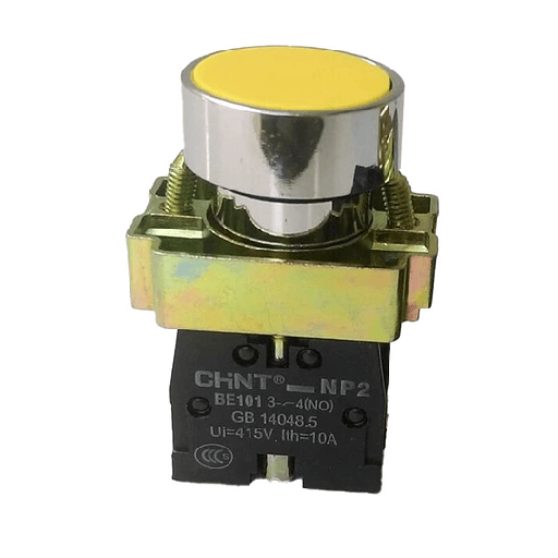 [2506103CH574370] Pulsador Amarillo, metálico, 1NA+1NC, IP40, NP2 - Chint - 2506103CH