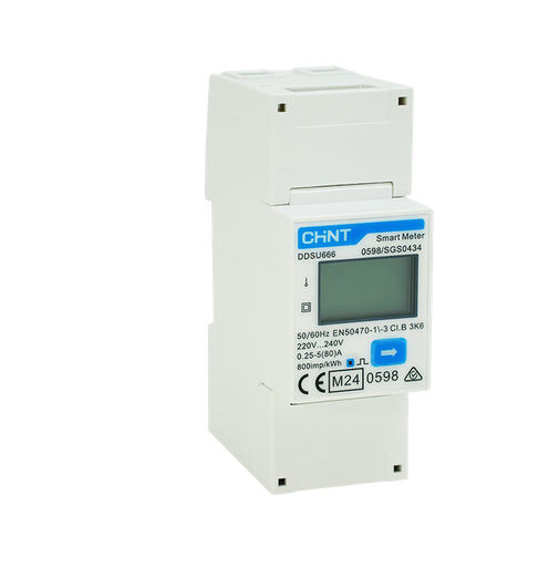 [2713223CH] Analizador de Energía Directo (80A) 1P+N, RS485 Montaje a riel DIN DDSU666 - CHINT - 2713223CH