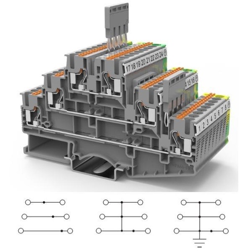 [DS2.5-3L-01P-11-00A(H)] Borne Push In tres pisos 2.5mm DS2.5-3L - Degson