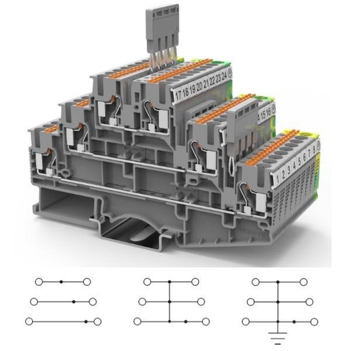 [DS2.5-3L-01P-11-00A(H)] Borne Push In tres pisos 2.5mm