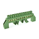 Regleta Tierra Aislada 12 Conexiones, 63A, a riel DIN - Cirkon Electric - CKE-R-PE-12P-63A