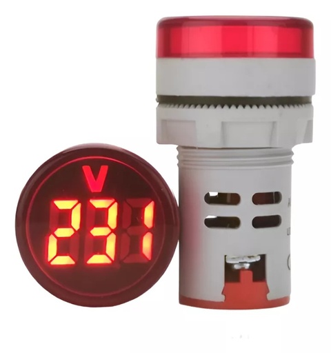 [ENAU-TS-AD22-RV-RED] Luz Piloto LED Voltimetro 22mm