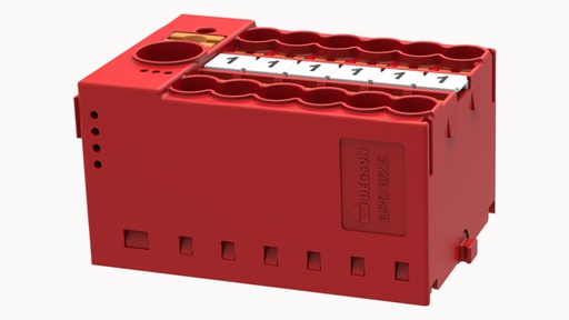 [DPD6/2.5-12P-16-00Z(H)] Repartidor Push in 12 Polos 2.5mm Rojo Riel din Degson