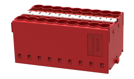 [DPD2.5-18P-16-00Z(H)] Repartidor Push in 18 Polos 2.5mm Rojo Riel din Degson