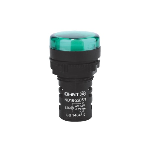 [2502025CH592720] Luz Piloto LED Verde 22mm 220VAC/DC ND16-22DS/4 - Chint - 2502025CH