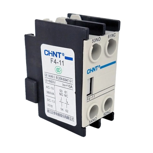 [03060511CH439516] Contacto auxiliar frontal 1NA+1NC p/contactor NC1 y NC2 - Chint - 03060511CH