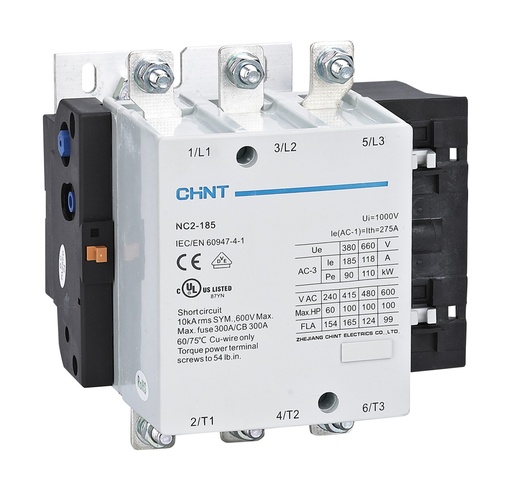 [03011859011CH] Contactor NC2, 185A 4P, 90KW control 220 Vac - Chint - 03011859011CH